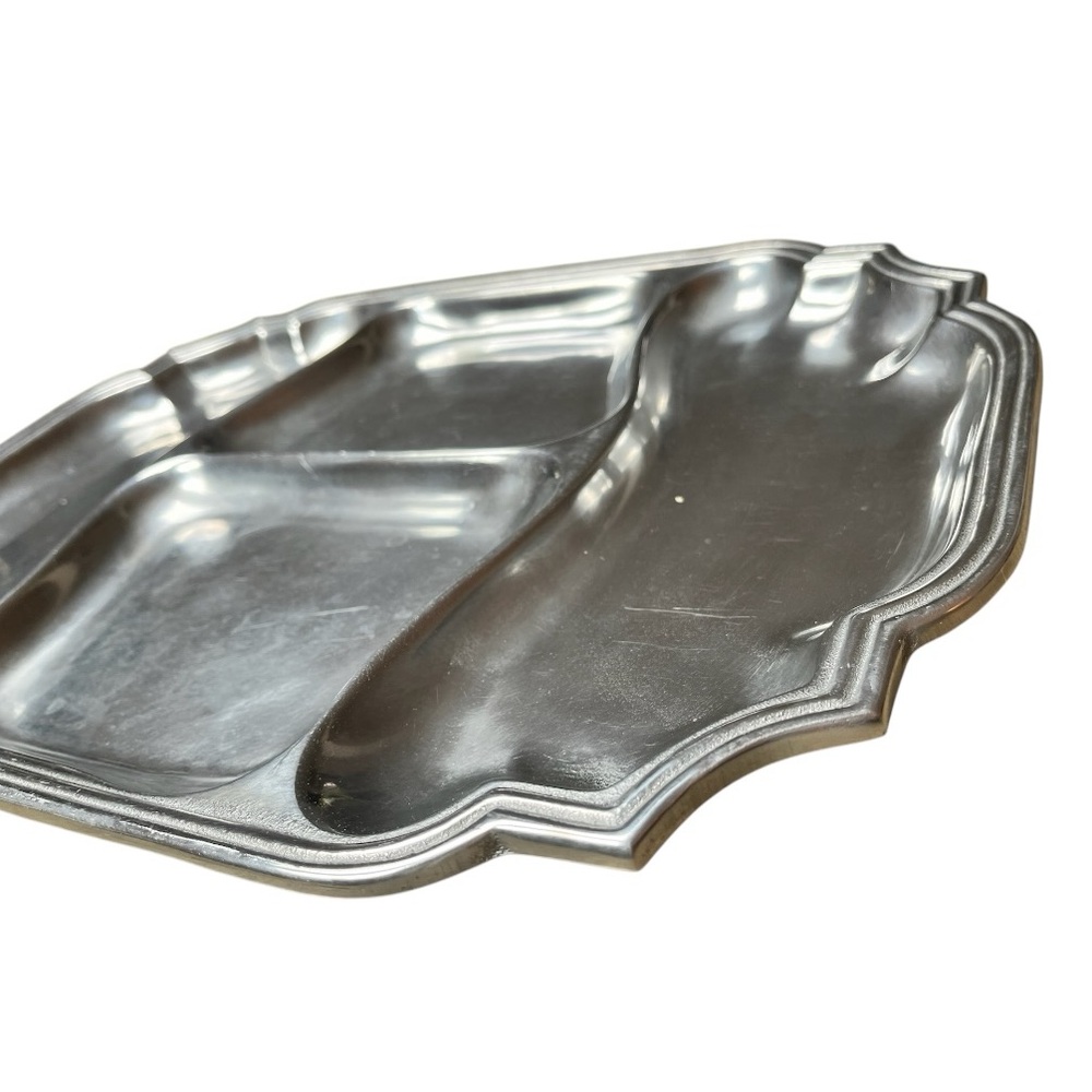 Silver Compartment Platter Armetal Tavern Pewter Scalloped Tray by Wilton